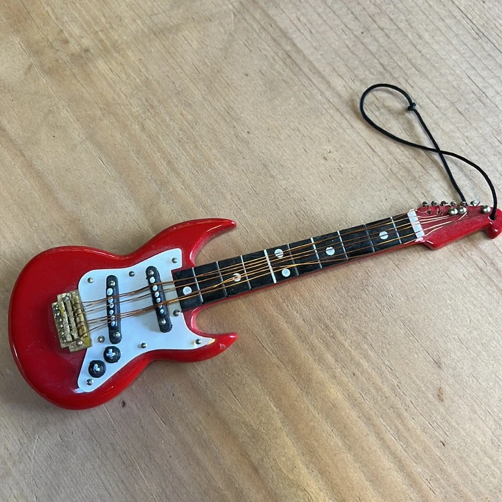 2 Restoration Hardware Ornaments red guitar and piano